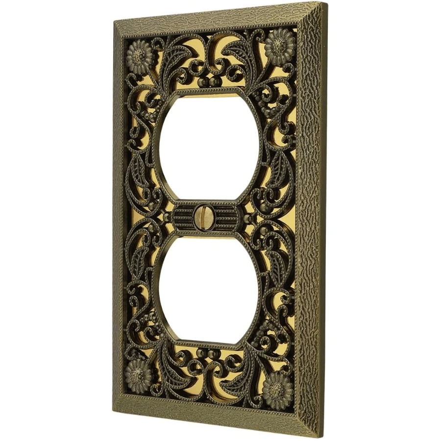 Amer 65 Filigree Wallplate, 1 Duplex, Antique Bs - 牆板 1 雙聯 - 查看 1