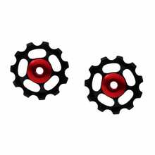 2 polias guia de alumínio CNC 11T - Polia de câmbio traseiro com rolamento selado, polias guia leves para transmissão de bicicleta.