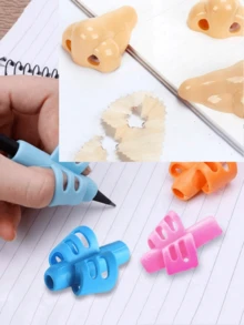 Apontador de lápis interessante, artigo de papelaria moderno e estiloso, apontador de lápis com formato inovador, design único e diferenciado, material escolar divertido e ótimo presente para professores, apoio para lápis infantil, suporte para caneta, porta-canetas, auxiliar de escrita para correção postural, adequado para crianças em idade pré-escolar, bebês e crianças com necessidades especiais (cor aleatória)