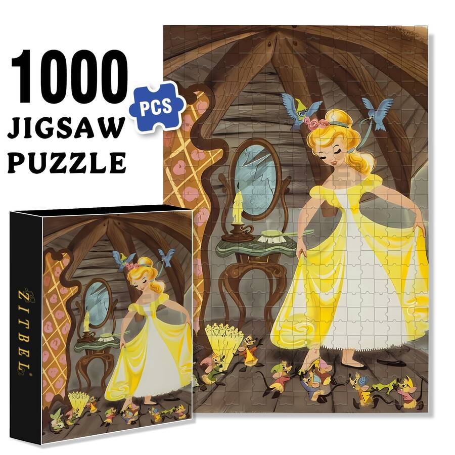 ZITBEL Cinderellaa 3 500pcs/1000pcs Jigsaw Puzzle, Scratch-Resistant, Interactive Family Game & Brain-Boosting DIY Decor, Perfect For Halloween, Christmas & New Year Gifts, Family Puzzle Game - 1000個 - 查看 1