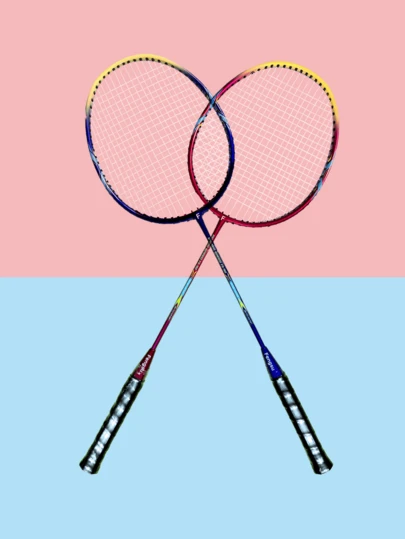 Badmintonracket för två personer i järnlegering, allt-i-ett-racket, vuxen, student, sport, fitness, sportartiklar, badmintonracket, grossist