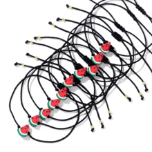 Set di 2/4/6/10 braccialetti estivi da spiaggia regolabili in corda con elementi in argilla a forma di fette di anguria, gioielli da donna, regali per amici, pace e amore, festa della mamma, San Valentino