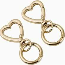 1pc/2pcs/3pcs Rotating Heart-Shaped Keychain Pendant, Zinc Alloy HeartKeyring, Metal Spring Clasp Keychain Accessories For DIY Crafts - Multicolor - View 3