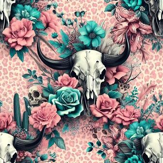 5D Diamond Painting Kit - Floral Bull Skull Design, Full Drill Canvas Embroidery Art Set With Round Diamonds For Home And Room Decor, DIY Diamond Art Craft Kit