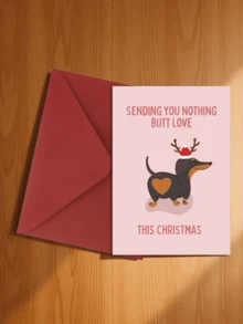 A Set Of Dachshund Illustration Christmas Cards (With Envelopes), Suitable For Family And Friends, 1 Card, Gift Card - Sets - View 6
