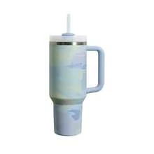 Compatible With Stanley 40 Oz H2.0 Tumbler With Handle, Double Walled Vacuum Insulated Stainless Steel Water Bottle Premium Summer Drinkware Portable Handy Flask Travel Mug Iced Coffee Cup For Outdoor Camping, Hiking, Driving, Travel, Perfect Gift Idea - 淺藍色 - 查看 1