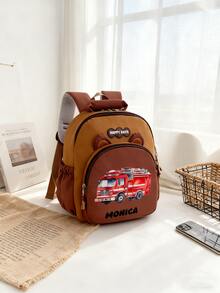 1pc Customizable Name Backpack. Cute Cartoon Excavator/Car Backpack, Sports Backpack, With Adjustable Shoulder Straps. Suitable For School, Activity Classes, Work, Commuting, Shopping And Outdoor Leisure. An Ideal Gift For Dance Enthusiasts. - Multicolor - View 8