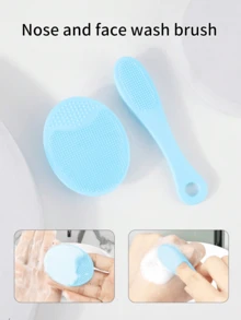 RANCAI 1Pc Silicone Face Brush, Soft Facial Friendly Skin Cleansing Scrub Scrubber With Wand For Blackheads Exfoliating