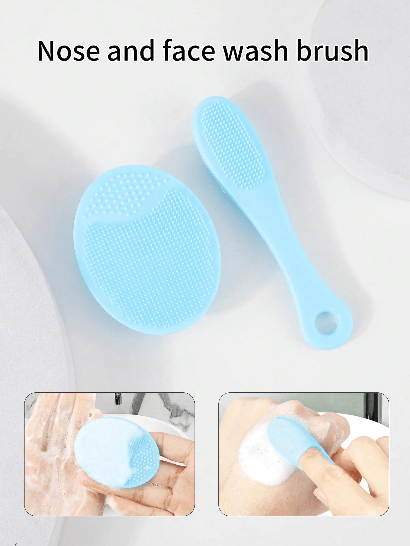 RANCAI 1Pc Silicone Face Brush, Soft Facial Friendly Skin Cleansing Scrub Scrubber With Wand For Blackheads Exfoliating