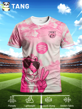 Barcelona Pink Leopard Special Edition Football Sweatshirt & Comfortable Round Neck Sports Top, Suitable For Match, Football Training, Casual And Holiday Wear, Gift