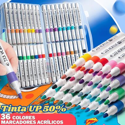 36marcadores de color  punta varias puntas de color acuarela cómic caligrafía arte pen set highlighter con bolsa de transporte de nuevo a la escuela suministros niños niños niñas dibujo de pintura caligrafía adulto construcción pen set de art comic-1