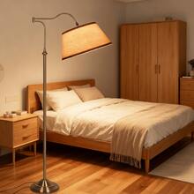 HonoDing Swing Arm Floor Lamp, Net Red Creative Floor Lamp, Style Atmosphere, Sweet, With 180° Adjustable Cantilever,Beige Linen Lampshade,For Halloween, Christmas And Other Holidays,No Bulb - 查看 1