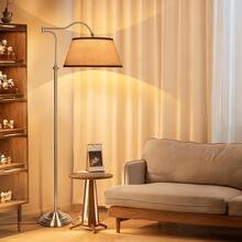 HonoDing Swing Arm Floor Lamp, Net Red Creative Floor Lamp, Style Atmosphere, Sweet, With 180° Adjustable Cantilever,Beige Linen Lampshade,For Halloween, Christmas And Other Holidays,No Bulb - 查看 2