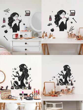 1 pieza Adhesivo de pared con figura negra simple, adhesivo de PVC resistente al agua y removible para decoración del hogar, adhesivos, decoración de pared, calcomanía de vinilo para decoraciones del hogar, artículos de decoración de primavera para refrescar tu hogar, adhesivos de decoración de ramas, regalos de cumpleaños y graduación