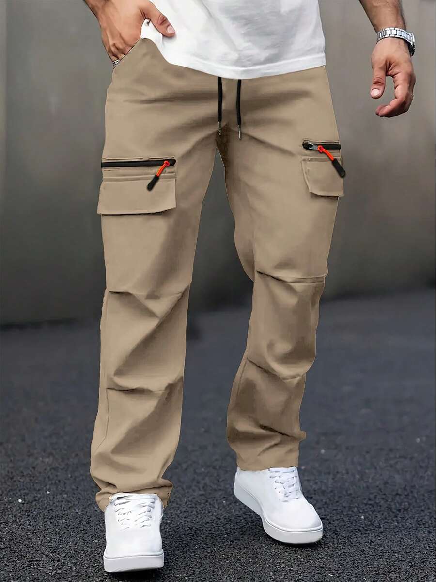 Quần dài ống đứng dành cho nam giới mùa thu đông, thích hợp cho hoạt động ngoài trời: Có túi lớn khóa kéo, eo co giãn có dây rút, túi chéo - Hoàn hảo cho leo núi, câu cá, cắm trại, leo vách đá, thể thao, tập thể dục, chạy bộ và mặc thường ngày. Mùa xuân