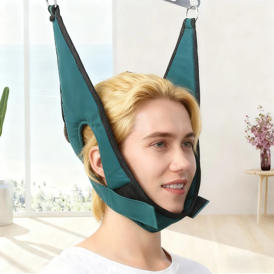 Dispositivo de tracción para el cuello, correa de tracción, estiramiento colgante para el cuello, corrector de cuello para uso doméstico y médico - Negro - Ver 1