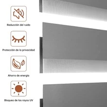 Persiana Enrollable Tipo Cortina Roller Duo,Doble Capa Tipo Cebra 100x200cm Cortinas Blackout Ajuste de Luz,El armazón está compuesto por aleación de aluminio y acero inoxidable, Diseño Moderno con Filtro de Luz y Privacidad, Ideal para Hogar u Oficina,Creando una vida mejor para usted - Gris - Ver 4