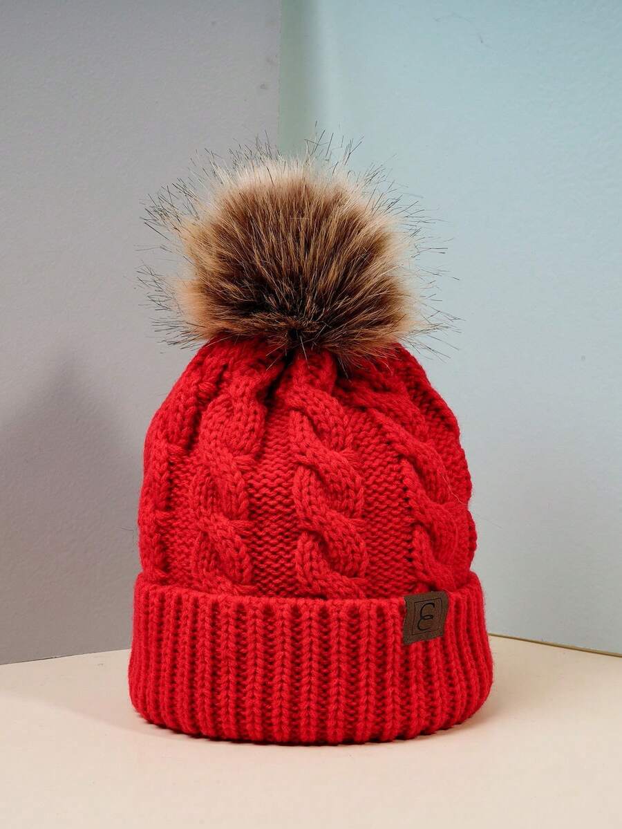 1pc Unisex Fuzzy Y2K Style Warm & Breathable Versatile Knit Beanie Hat, Suitable For Outdoor Skiing, Daily Casual Wear