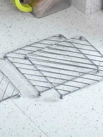 1pc Square Heat-Resistant Kitchen Table Mat, Coaster, Thickened Stainless Steel Pot Holder, Thermal Insulation Pad Rack, Multi-Purpose Steaming Rack For Home Kitchen, Anti-Scald Dish Rack, Multi-Purpose Drain Rack
