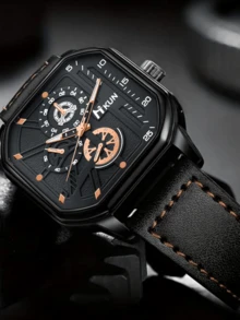 7pcs Men's Business Style Gift Set: Belt, Wallet, Keychain, Watch, Sunglasses, Mood Light, Greeting Card - Perfect Christmas, Valentine's Day, Birthday Gift For Him - Black - View 7