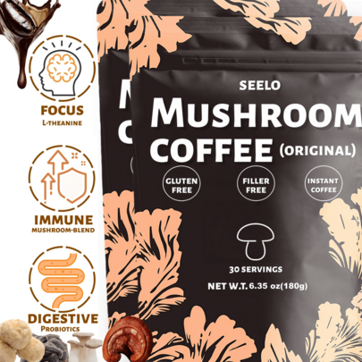 6.34oz Cocoa-Flavored Mushroom Coffee Powder, Mushroom Mixture, Low Caffeine