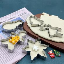 5pcs,Stainless Steel Santa Claus Themed Cookie Mold Set DIY Cartoon Biscuit Cake Cookie Cutter Baking Supplies. - Silver - View 10