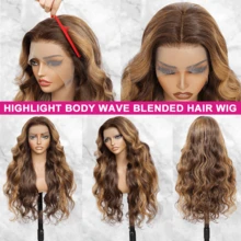 30 Inch Body Wave Lace Front Wigs Human Blended Hair 13x4 HD Lace Frontal Wigs Brazilian Virgin Hair 200% Density Glueless Wigs For Women Pre Plucked With Baby Hair Body Wave Wigs For Black Women Natural Black - SP4/27 - View 2