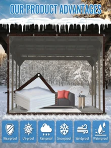 Outdoor Garden Transparent Rain Cover. Thick Walls, Perforated, Transparent, Sealed Edges, Tear-Resistant, Insulating And Waterproof Fabric, For Indoor And Outdoor Rain And Cold Protection, Balcony Snow Protection, Outdoor Camping Rain Protection, And Car Protection.