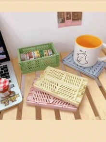 1 szt. składany kosz do przechowywania, składane pudełko do przechowywania na biurku, kosz do przechowywania artykułów papierniczych dla uczniów, kosz do przechowywania kosmetyków, mały kosz do układania w stosy