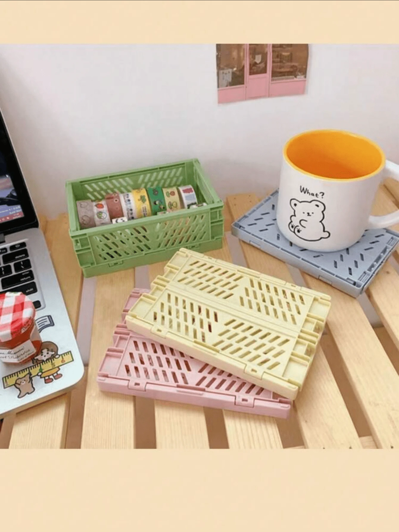 1 szt. składany kosz do przechowywania, składane pudełko do przechowywania na biurku, kosz do przechowywania artykułów papierniczych dla uczniów, kosz do przechowywania kosmetyków, mały kosz do układania w stosy