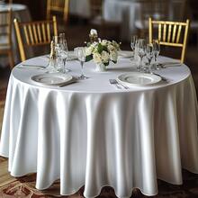 1Pc White Satin Tablecloth Square Wedding Banquet Table Cover For Party, Reception & Event Decor, Wrinkle-Resistant Fabric