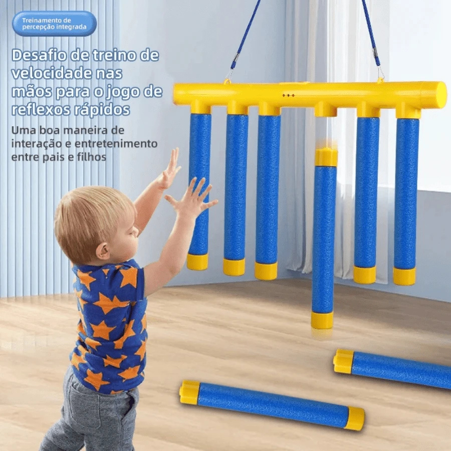 Brinquedo para Treinamento de Tempo de Reação - Desafio da Vareta, Jogo de Coordenação Motora, Adequado para Crianças e Adultos - Amarelo - Visão 1