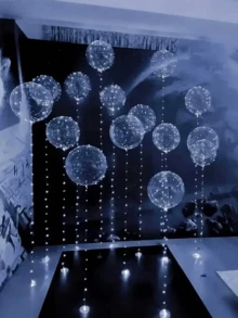 10 piezas de globos LED con olas flotantes, adecuados para decoración de bodas, decoración de fiestas de cumpleaños, decoración de banquetes y decoración del dormitorio del hogar, sin batería requerida, accesorios para globos, globos de cumpleaños - Blanco - Ver 10