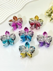 1个/3个/6个 花卉印花波西米亚风ABS塑料（ABS树脂）2025新款热销电镀雏菊发夹，适合返校、度假、旅行、派对、生日、办公室、海滩等场合，时尚爪夹冬季发饰时尚发爪