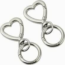 1pc/2pcs/3pcs Rotating Heart-Shaped Keychain Pendant, Zinc Alloy HeartKeyring, Metal Spring Clasp Keychain Accessories For DIY Crafts - Multicolor - View 6
