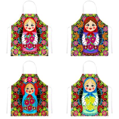1pc Russian Nesting Doll Print Apron, 100% Polyester, Sleeveless With Neck Strap, Suitable For Cooking, Baking And Entertaining, Great For Home, Kitchen, Party, Outdoor BBQ - Vibrant Print Polyester Apron