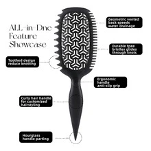 Cepillo para cabello rizado, peine para rizos, cepillo de pelo con ventilación para desenredar, adecuado para todo tipo de rizos, para dar forma y definir los rizos de mujeres y hombres con menos tirones - Multicolor - Ver 2