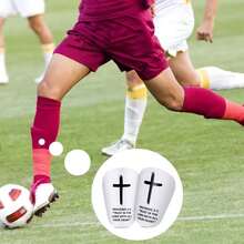 3.93x2.36 Inch Christian Faith Design Mini Football Shin Guards With Bible Verse, Suitable For Youth And Adults