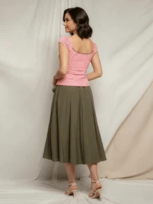 Women's Y2k Lace Trim Polka Dots T Shirt Cap Sleeve V Neck Ruched Bow Tee Crop Tops Streetwear - 粉色 - 查看 2