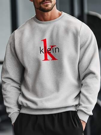 Sudadera de felpa suelta con cuello redondo y texto gráfico de unicolor para hombres, sudadera de otoño e invierno en Londres con forro térmico de unicolor, ropa de gimnasio de manga larga