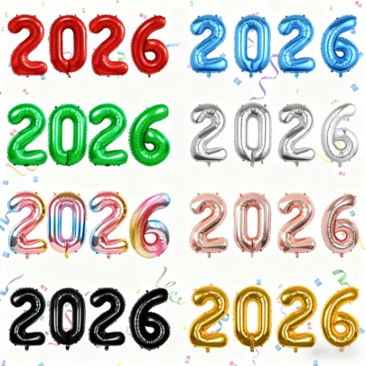 4pcs/Set 32-Inch 2026 Number Foil Balloons, 2026 Party Decorations, 2026 Graduation Party Decorations, Suitable For Birthday Party, Gathering Decoration, Anniversary, Holiday Celebration, Outdoor Party, Scene Atmosphere, Photo Decoration Balls Supply. Anniversary, Outdoor Party Decoration, Decoration Balls, Fashionable Party Decoration, Reusable Decoration, High-Quality Foil, Celebration Balloons, Photo Background, Party Organizer, Event Planner, New Year, Valentine''s Day Decorations