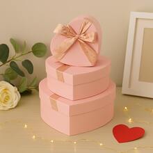 NICE LIFE 3 Stücke Herzförmige Geschenkbox Set mit Schleifenband, elegante dekorative Boxen für Valentinstag, Hochzeiten und besondere Anlässe