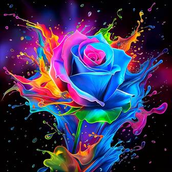 Kit de pintura de diamantes 5D JOZYSH con diamantes acrílicos redondos - Manualidades y decoración de pared para el hogar para principiantes, diseño de salpicadura de rosa colorida, 40x40cm - Kit completo de pintura de gemas sin marco