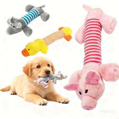 [Adequado para cães pequenos/médios] Brinquedo de mastigar durável com design de porco e elefante, suprimentos interativos para animais de estimação, ideal para mastigadores agressivos