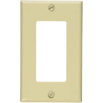 Placa de pared de 1 gang para dispositivo GFCI, tamaño estándar, montaje empotrado, 80401-I, color marfil