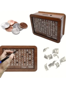 Ống tiết kiệm bằng gỗ (kèm 1 bút xóa được) | Hộp tiết kiệm tiền xu bằng gỗ tự làm cho trẻ em | 3 kích cỡ (có thể chứa 1000/3000/10000 đồng xu) | Giúp trẻ nhận thức về tiết kiệm - Món quà tốt nhất cho việc giáo dục tiết kiệm ở trẻ em - Nhiều màu - Xem 10