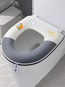 1件装马桶座套，冬季保暖柔软马桶座套，时尚拉链设计，加厚保暖马桶座套，披肩式马桶座套，保暖马桶座套。 - 彩色 - 查看 1