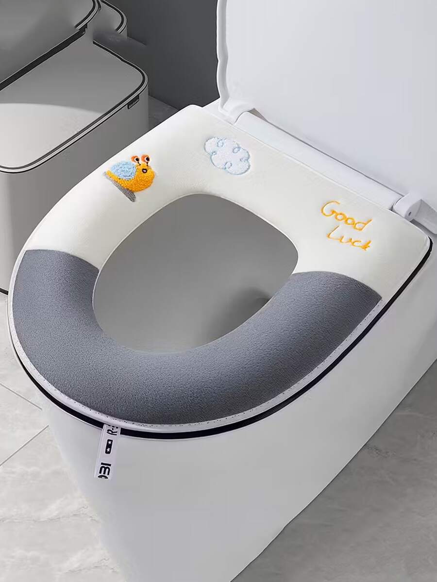 1件装马桶座套，冬季保暖柔软马桶座套，时尚拉链设计，加厚保暖马桶座套，披肩式马桶座套，保暖马桶座套。 - 彩色 - 查看 1