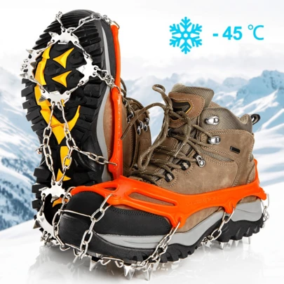 Winter Snow Shoe Covers And Anti-Slip Ice Cleats, With Storage Bag, Adjustable Size Shoe Covers And Universal Anti-Slip Spikes, Leg Gaiters With Rubber Strap, Breathable Foot Covers, Suitable For Ice Skates And Boots, A Christmas Gift For Hikers, Unisex, Suitable For Outdoor Desert, Grassland, Hunting, Mountaineering, Skiing, Climbing, Cycling, Fishing And Ice Sports.