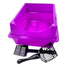 Large Cat Litter Box With Extension + Shovels - 葡萄 - 查看 2